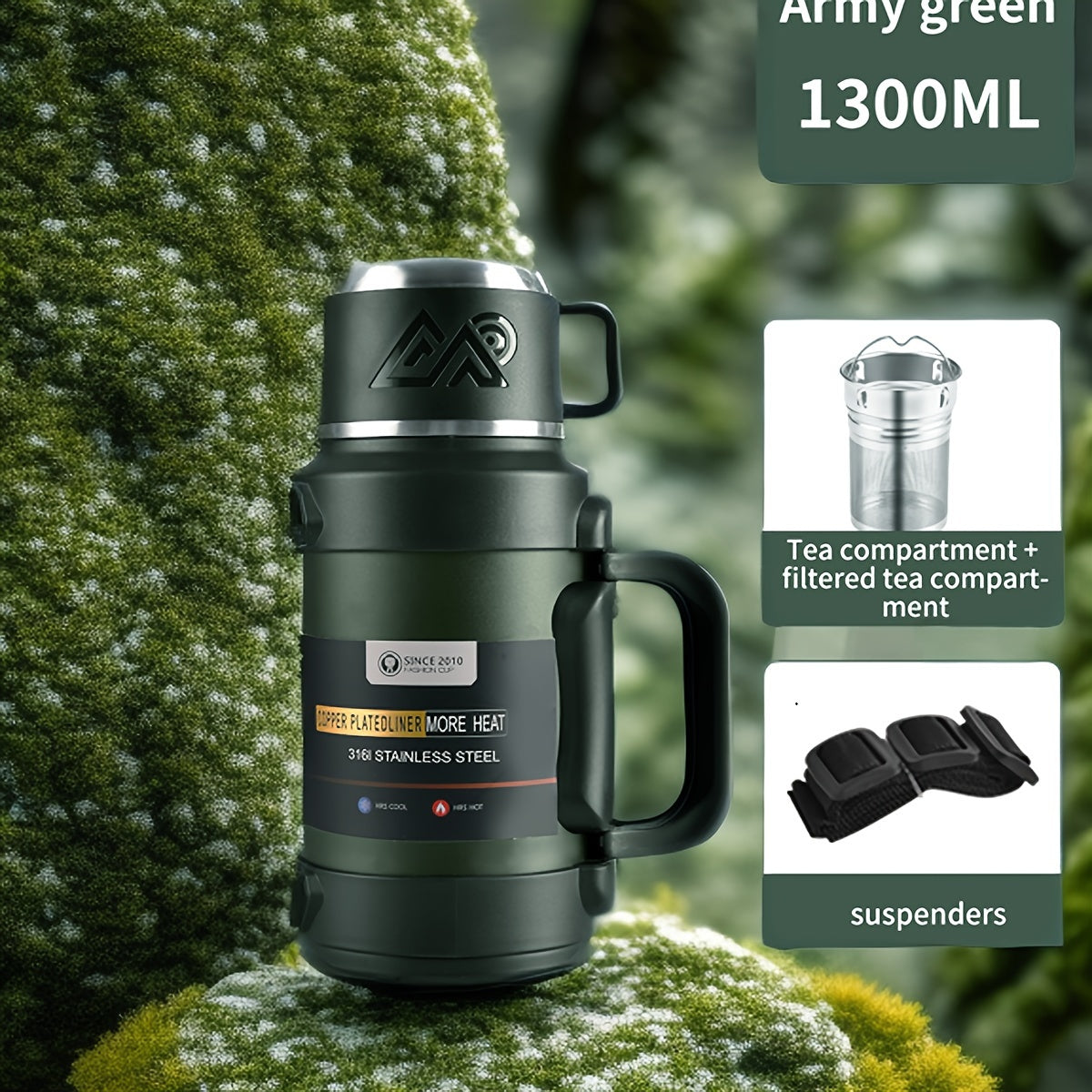 Insulated Stainless Steel Water Bottle with Handle – Multiple Sizes
