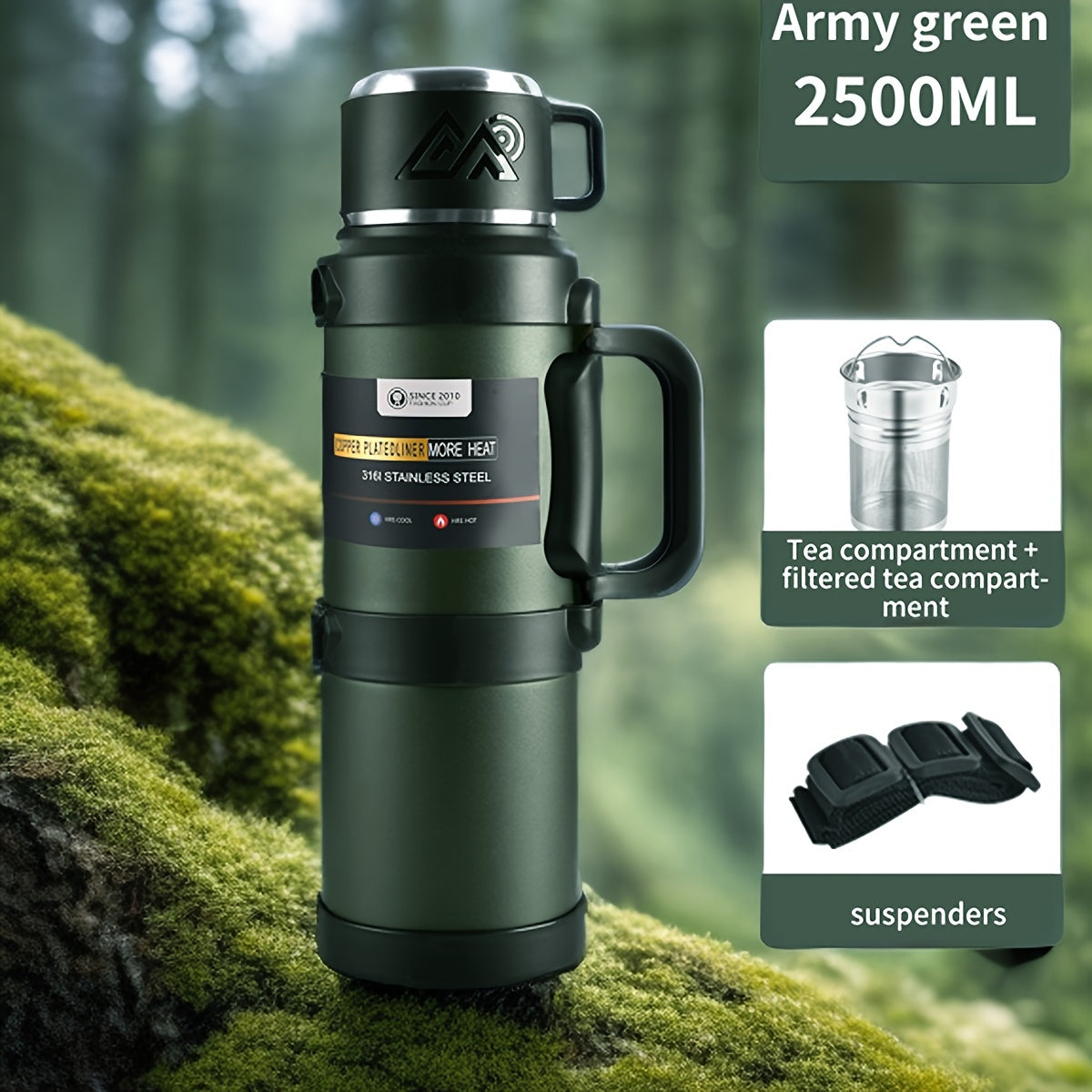 Insulated Stainless Steel Water Bottle with Handle – Multiple Sizes