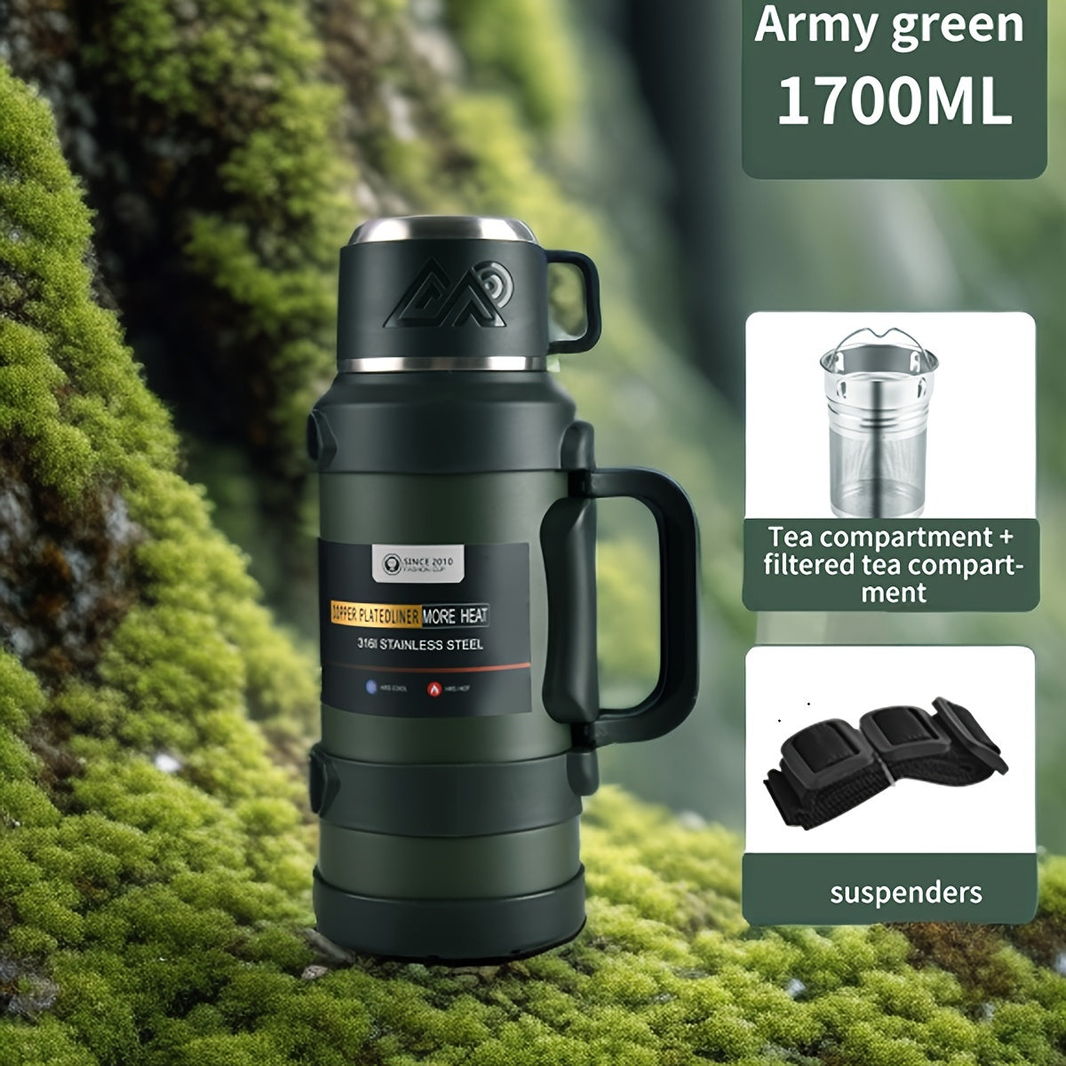 Insulated Stainless Steel Water Bottle with Handle – Multiple Sizes
