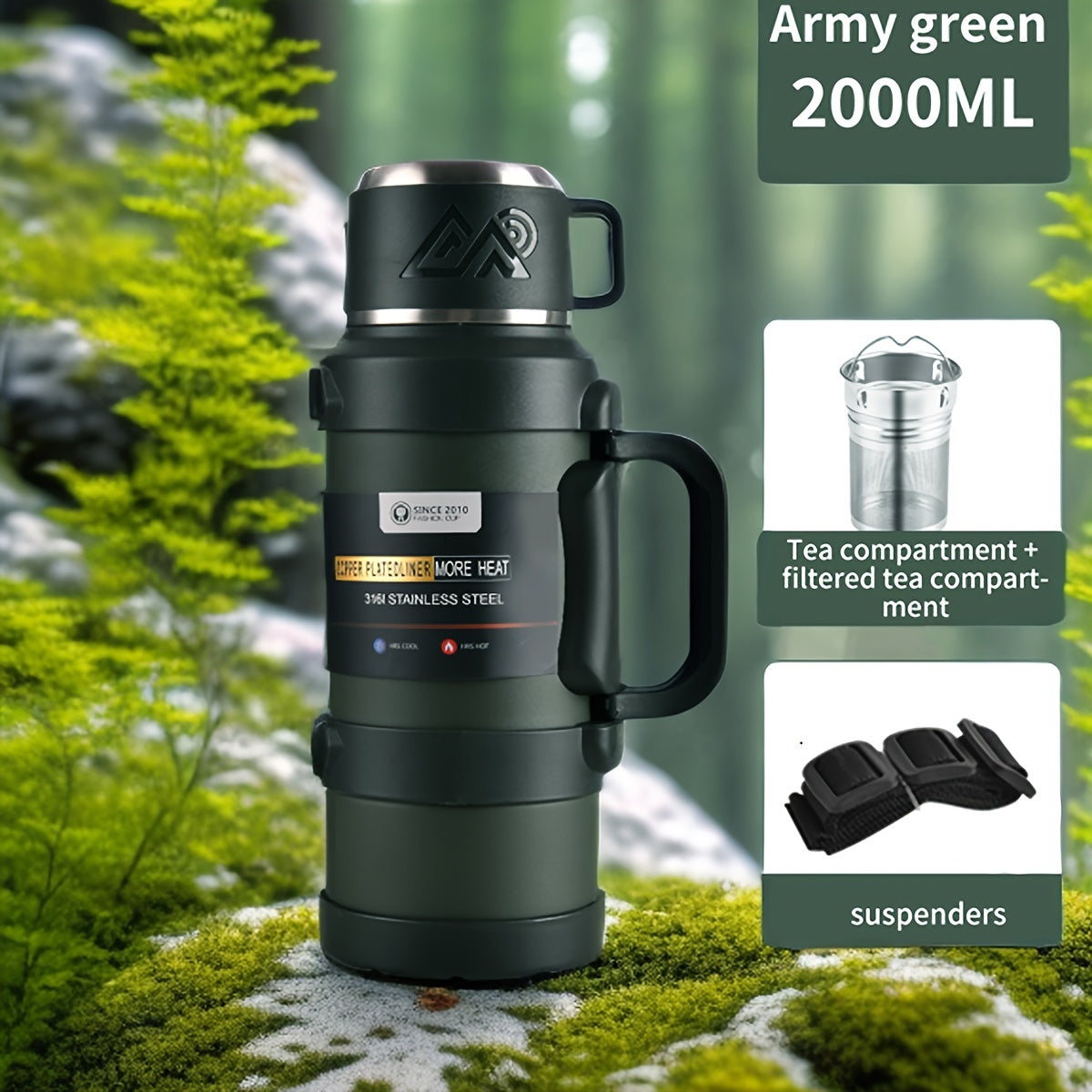 Insulated Stainless Steel Water Bottle with Handle – Multiple Sizes
