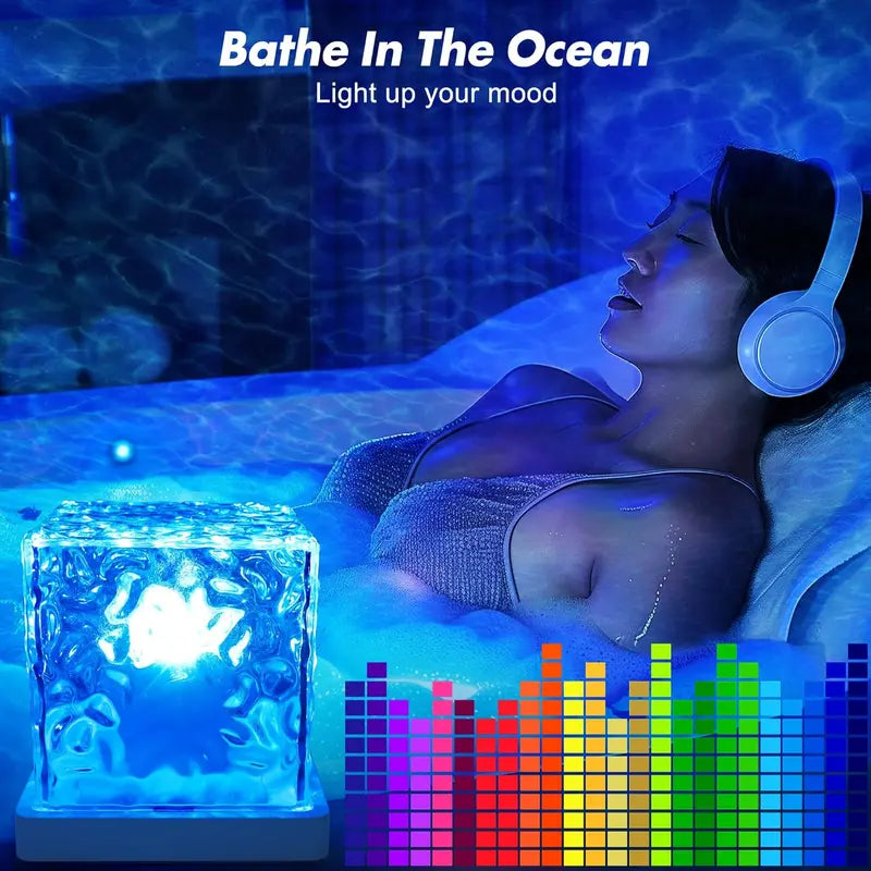 Rechargeable Shower Light – 16-Color Ocean Wave Projector