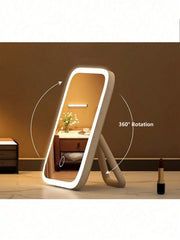 LED Makeup Mirror, 3-Color Light, 360° Rotatable, Touch Control, USB Powered, Tabletop Vanity Mirror for Bedroom Bathroom Travel