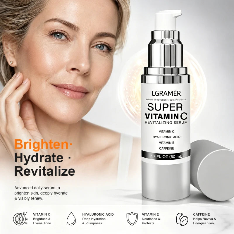 Super Vitamin C Face Serum, Specially Designed for Mature Skin, Lightweight Korean Daily Facial Essence Revitalizing for Healthy