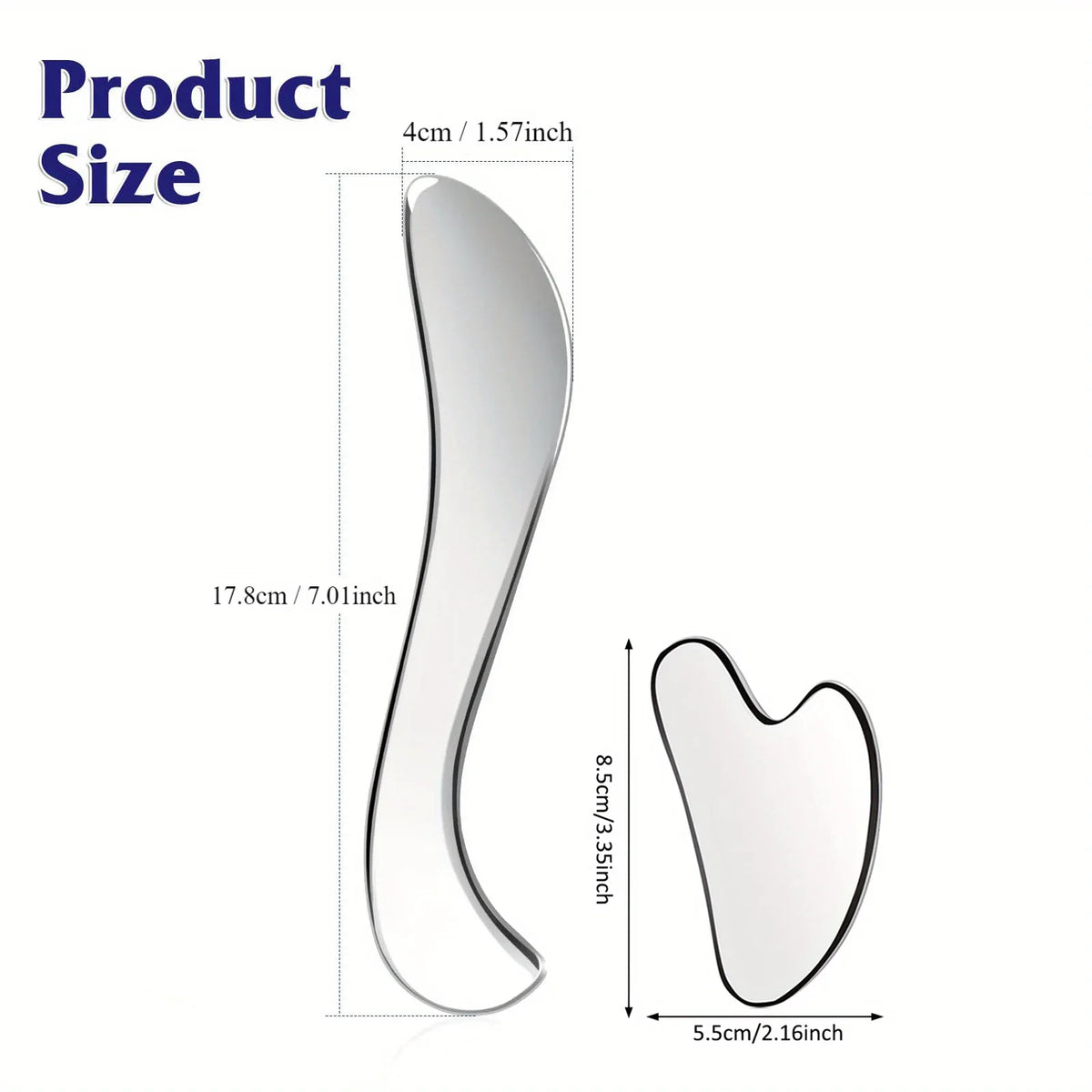 3-piece finely crafted stainless steel gua sha tool set, smooth texture, for full-body scraping, detoxification, and wellness