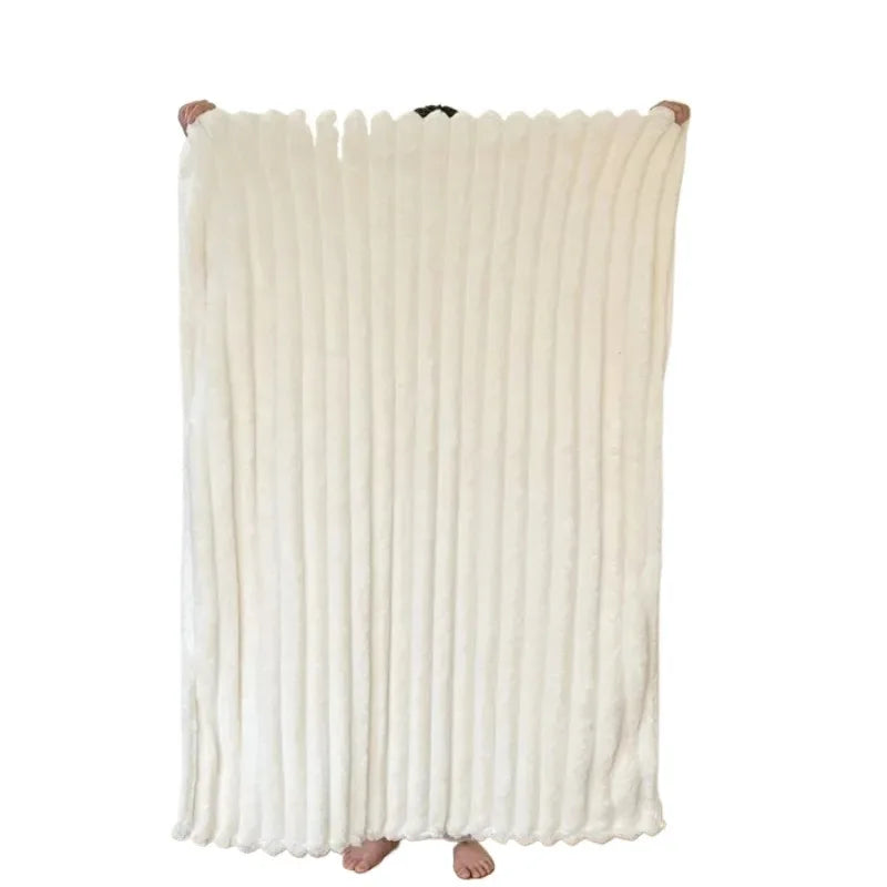250GSM Ultra Soft & Warm Fluffy Throw Blanket - Cozy Bed Blanket for Winter, Decorative Striped Design Perfect for Nap, Sleep