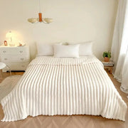250GSM Ultra Soft & Warm Fluffy Throw Blanket - Cozy Bed Blanket for Winter, Decorative Striped Design Perfect for Nap, Sleep