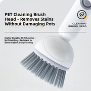 Liquid-Dispensing Dish Brush with Rotating Scrubber Head