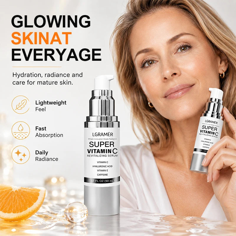 Super Vitamin C Face Serum, Specially Designed for Mature Skin, Lightweight Korean Daily Facial Essence Revitalizing for Healthy