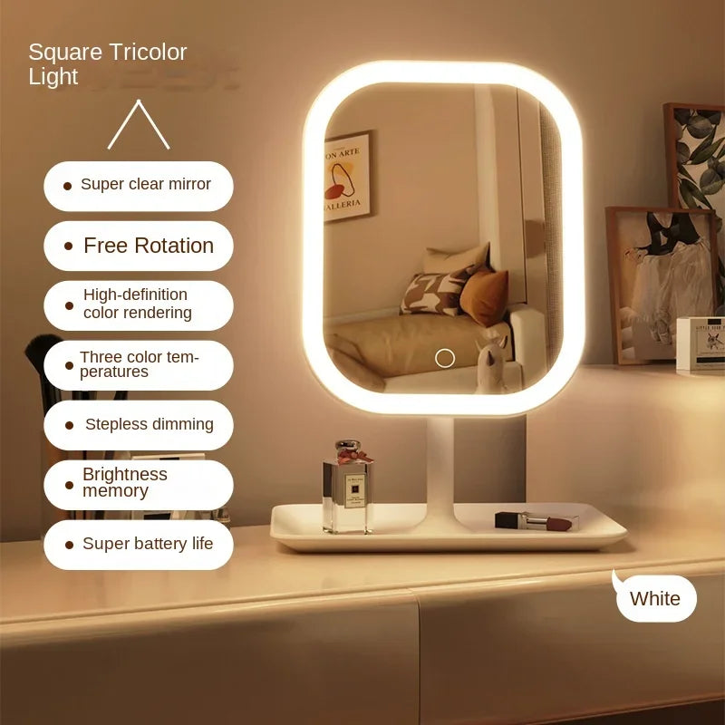 Portable LED Makeup Mirror with Rechargeable Battery