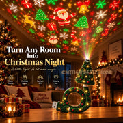 Christmas Projector Night Light – USB-Powered Holiday Tree Lamp with 6+ Festive Patterns, Flexible LED Christmas Light for Bedroom, Ceiling & Home Decor