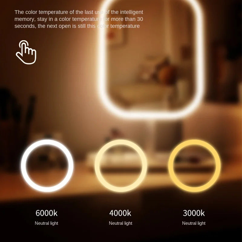 Portable LED Makeup Mirror with Rechargeable Battery