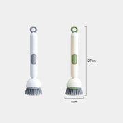Liquid-Dispensing Dish Brush with Rotating Scrubber Head
