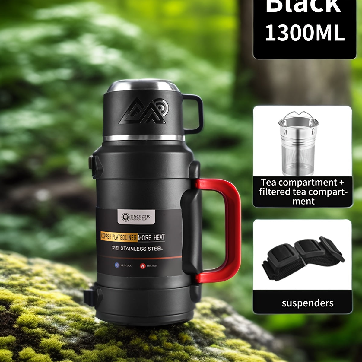 Insulated Stainless Steel Water Bottle with Handle – Multiple Sizes
